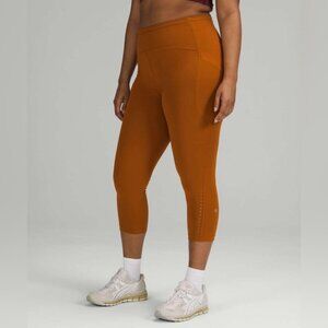 Lululemon Burnt Orange Reflective Crop Leggings - Size 4